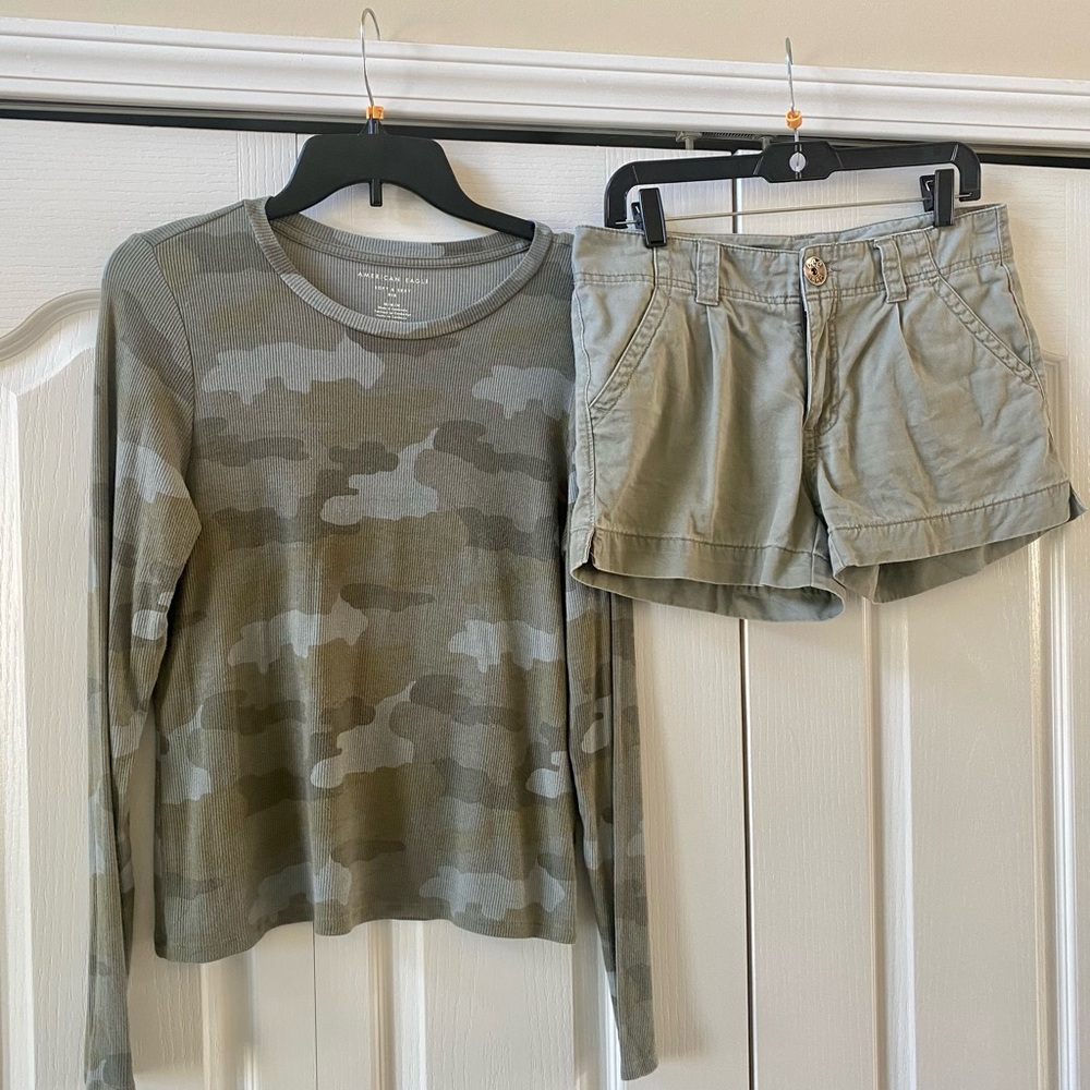 Camo 2pc Top Cotton Shorts Set